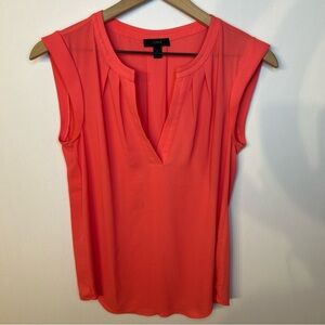 J.Crew Women’s Coral Pink Split Neck Sleeveless Top, Size 2